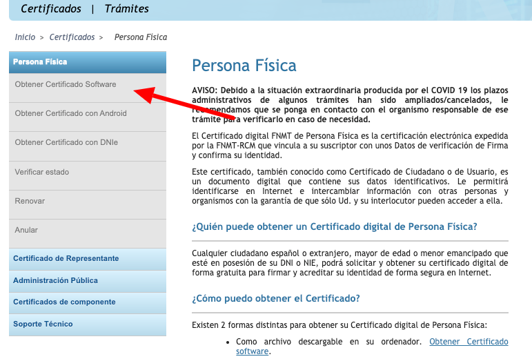 solicitar certificado persona física