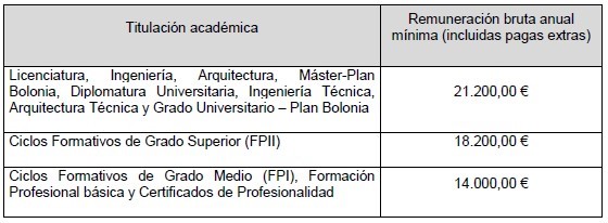 remuneracion bruta anual programa lehen aukera