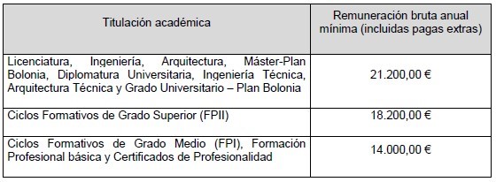 remuneracion bruta anual programa lehen aukera