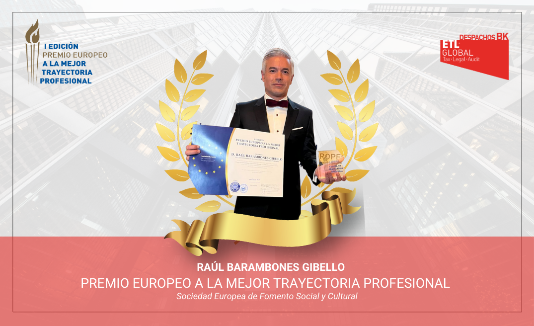 Raúl Barambones recibe el Premio Europeo a la Mejor Trayectoria Profesional 2023