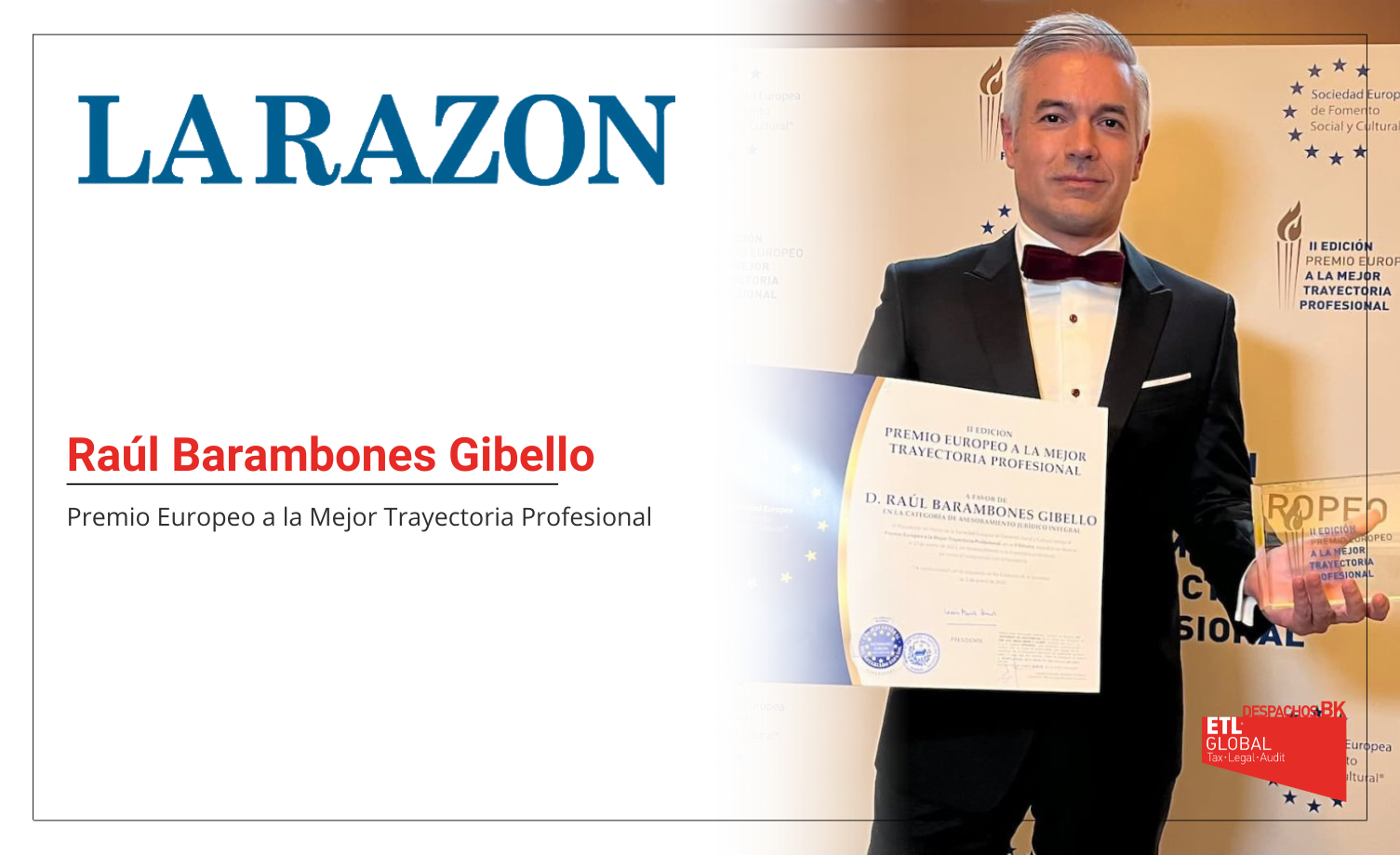 Raul Barambones recibe Premio Mejor trayectoria profesional