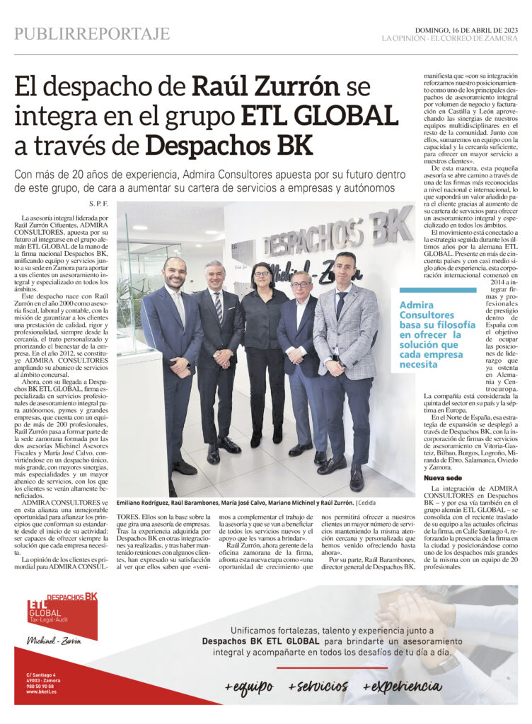 DESPACHOS BK ETL GLOBAL INTEGRA A RAUL ZURRON
