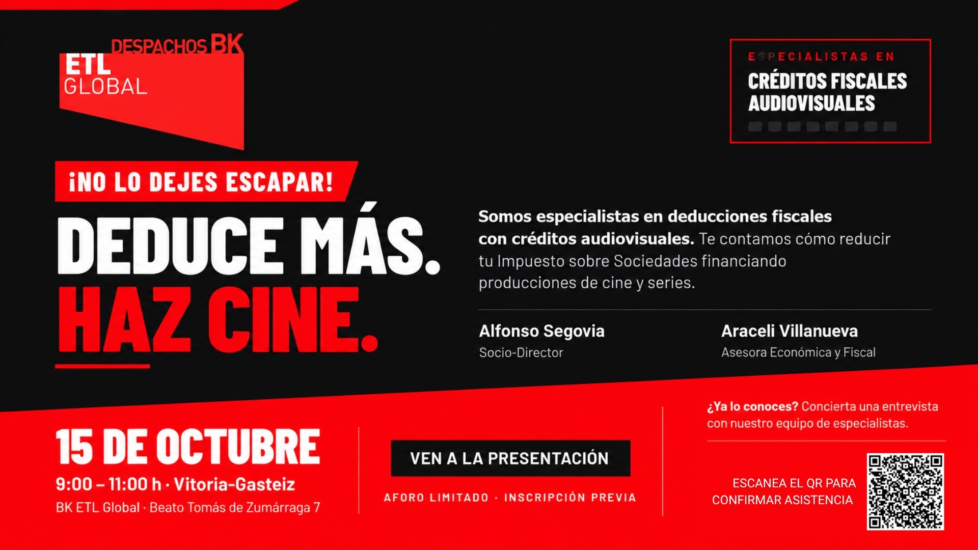 Invitación Descubre las ventajas fiscales de invertir en cine y espectáculos audiovisuales inversión en cine y espectáculos audiovisuales.